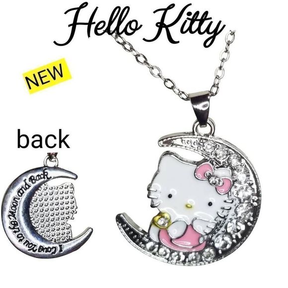 Hello Kitty Jewelry - Hello Kitty Crescent Moon Pavé Crystals Love You To The Moon And Back Necklace